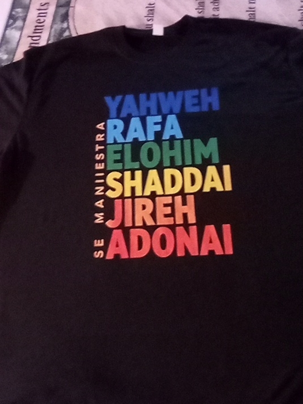 Men's Black Graphic Tee with Rainbow Faith Names